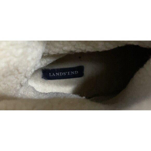 Lands End Cognac Brown Suede Leather Faux Fur Boots Size 10 Women’s Sherpa Wedge - Picture 7 of 7